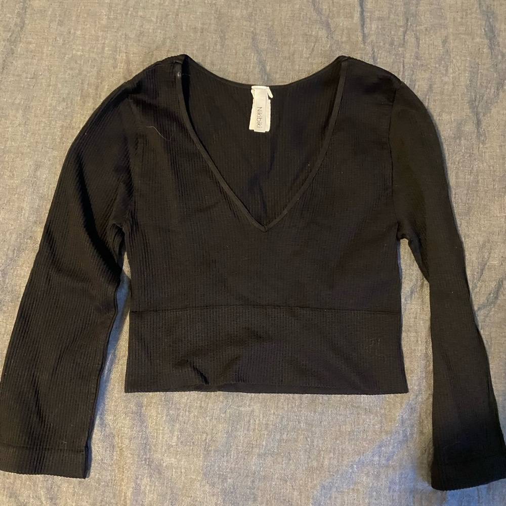 Nikibiki Black Ribbed Crop Top